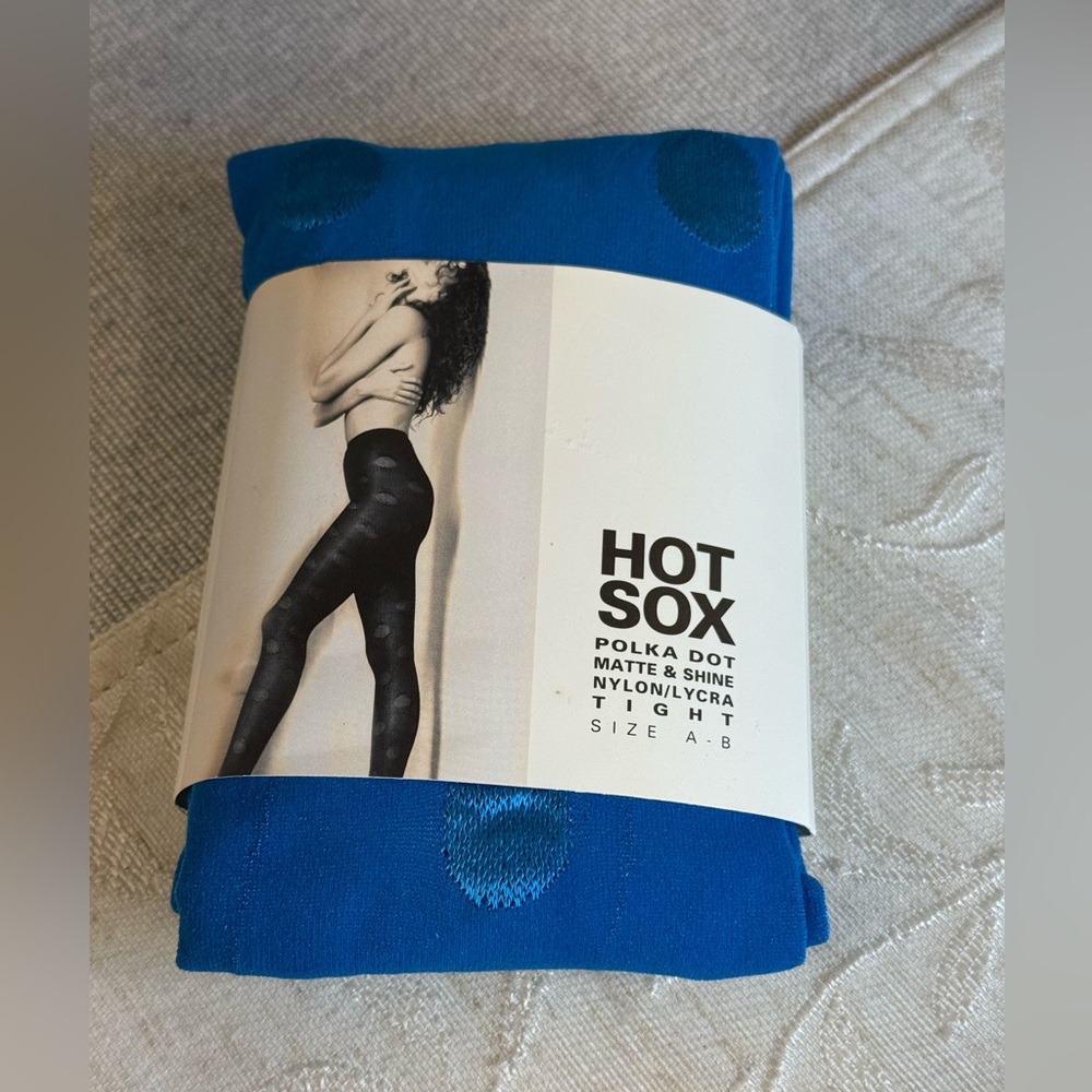 Hot Sox Polka Dot matte and shine blue lagoon tights a nylon/lycra size‎ A-B